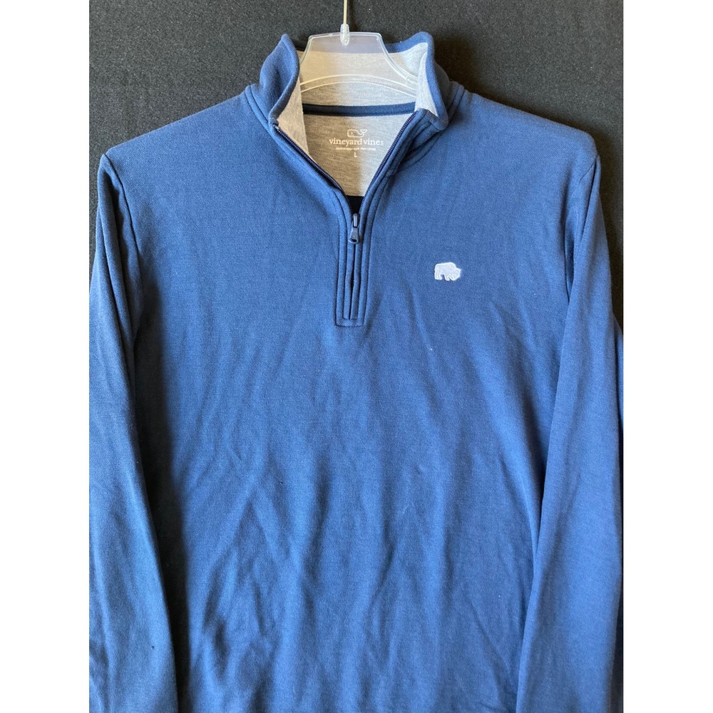 Vineyard Vines Mens‎ Blue 100% Pima Cotton Quarter Zip Buffalo Pullover 6K6005 L